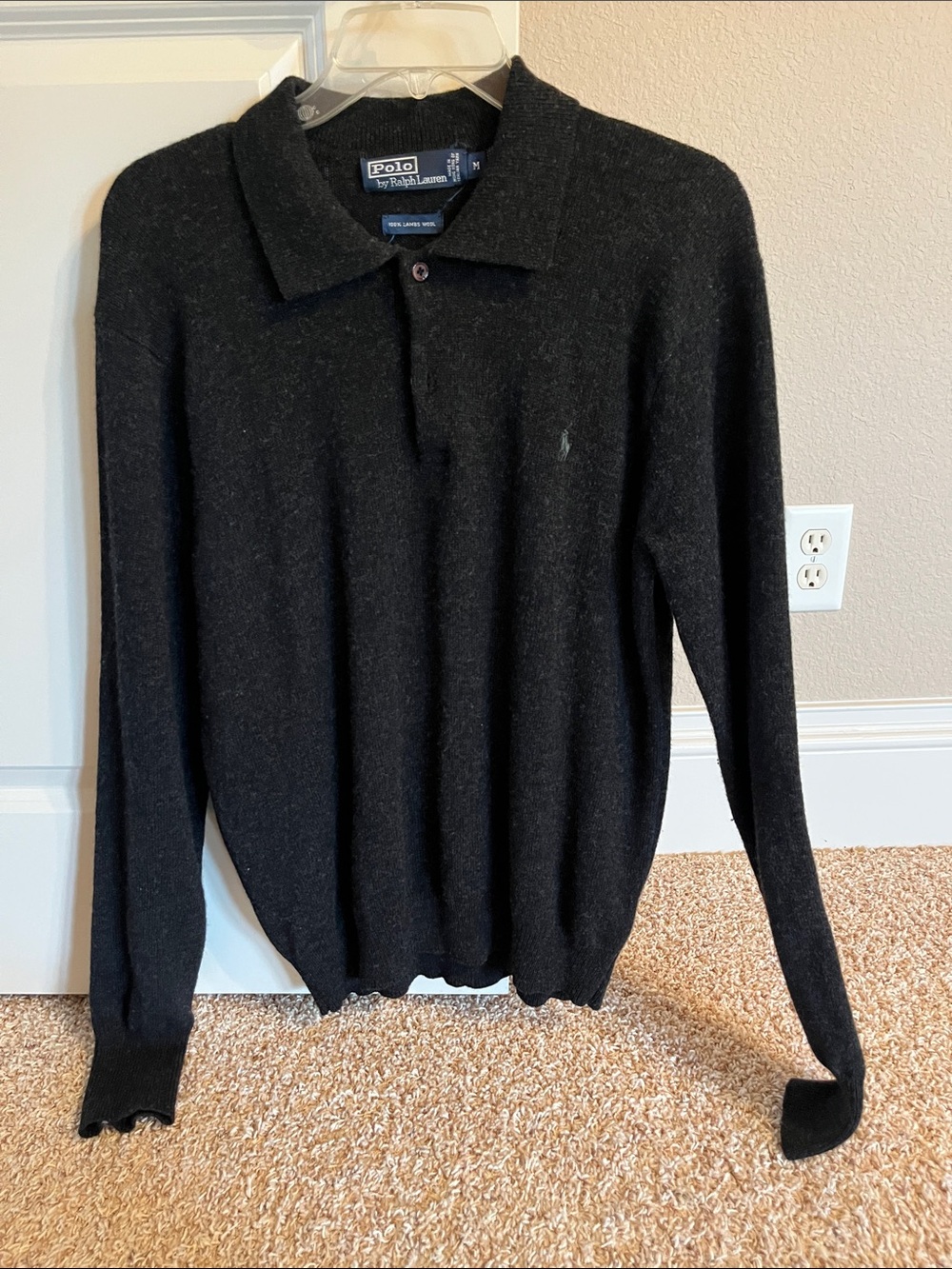 Polo by Ralph Lauren Men's Black Long-Sleeve Polo Knit Sweater